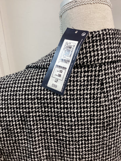 BNWT ladies M&S Black &White tweed Jacket 22% Cotton size 10