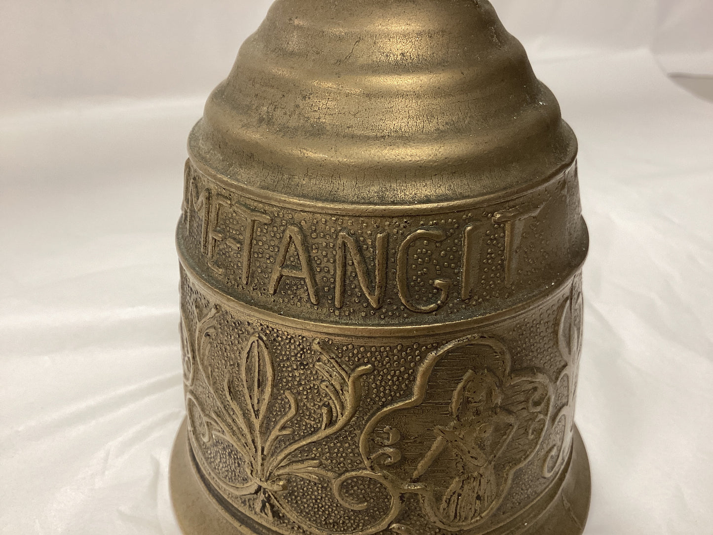 Antique Brass Monastery Bell - “Qui-Me-Tangit-Vocem-Meam-Audi” (Translation from Latin- “Whoever touches me hears my voice”)