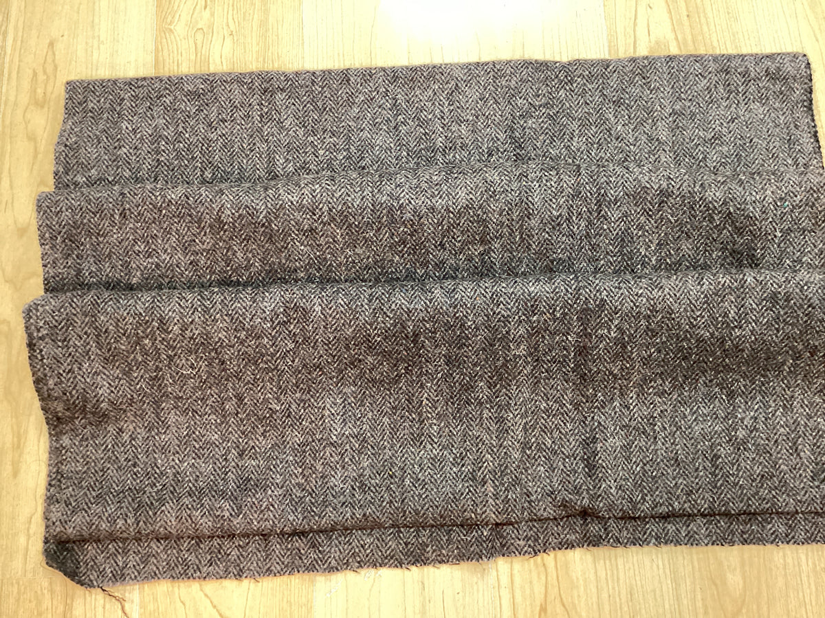 New Harris Tweed fabric 5yards x 29 inches Brown herringbone with colour flecks & original weaver and Brand labels