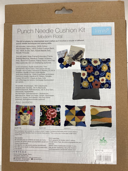 Punch Needle Cushion Kit  by Trimits modern floral design