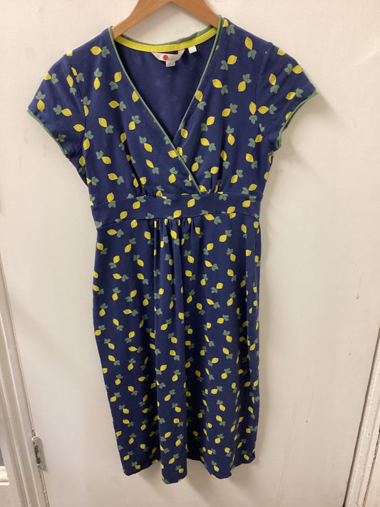 Boden Womens Short Sleeve Blue Lemon Pattern Dress Size UK 10