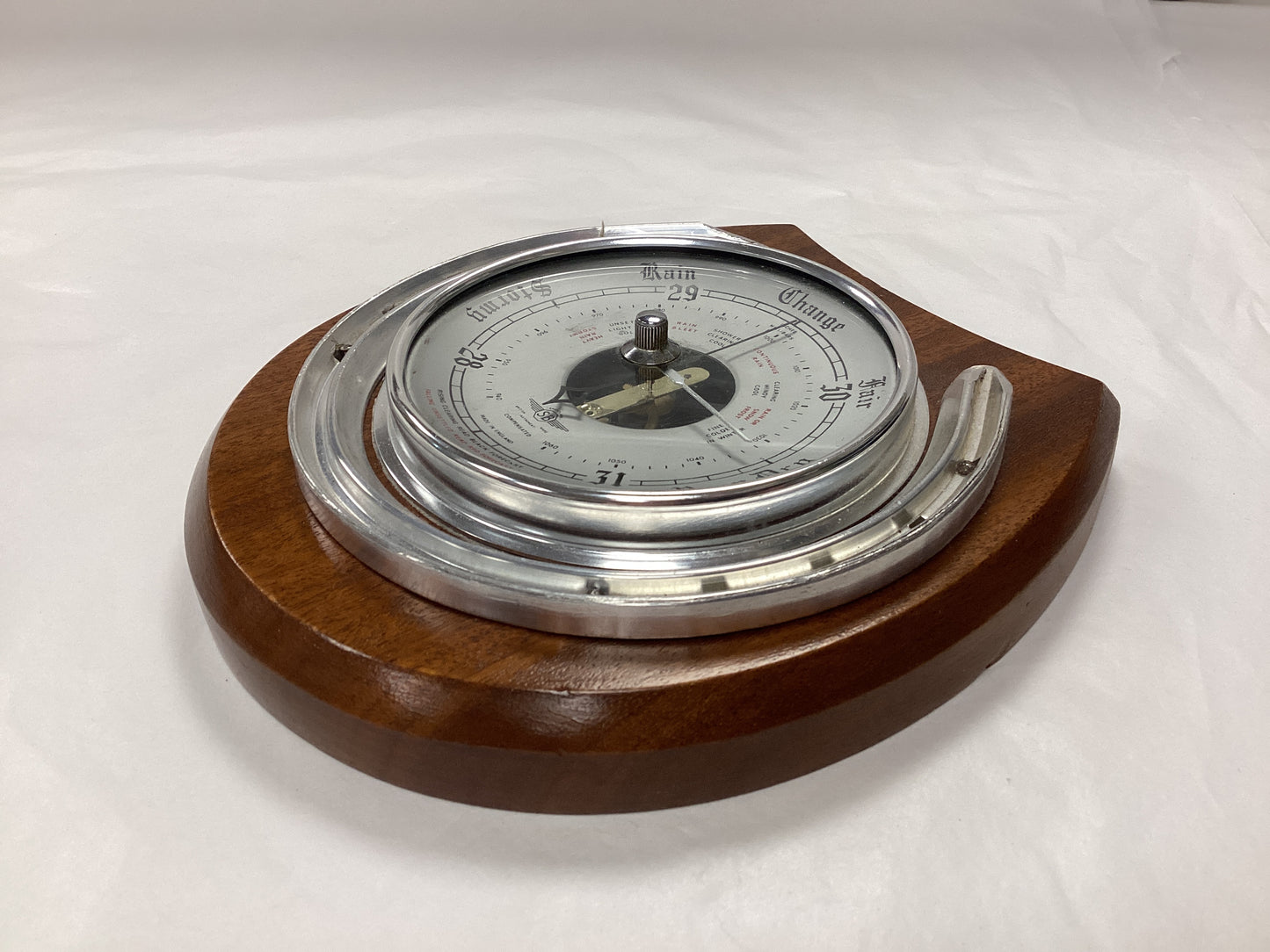 Vintage Edwardian Brown Horse Shoe Barometer- Scientific Instrument