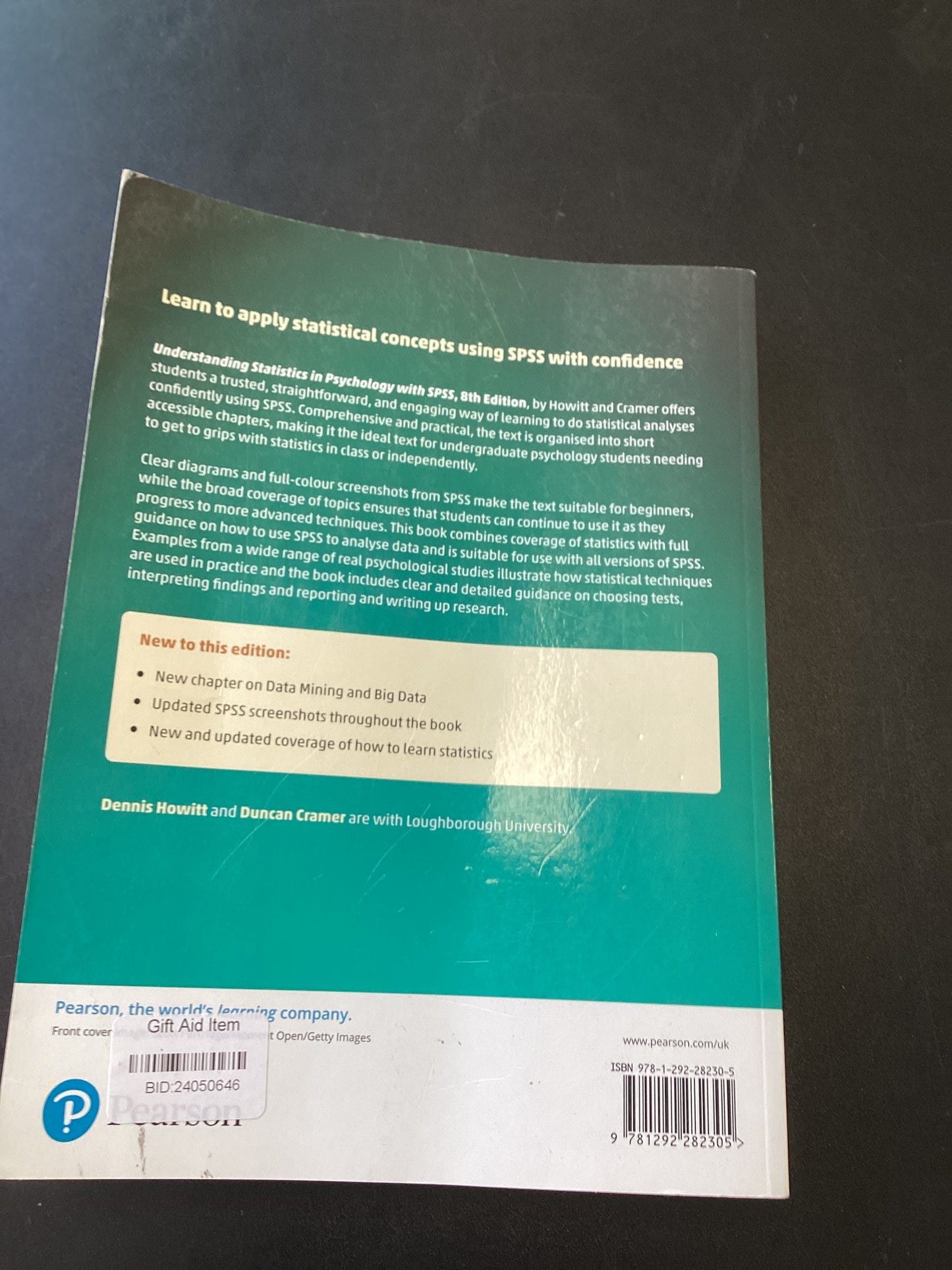 Understanding Statistics in Psychology with SPSS Eighth edition by Dennis Howitt and Duncan Cramer