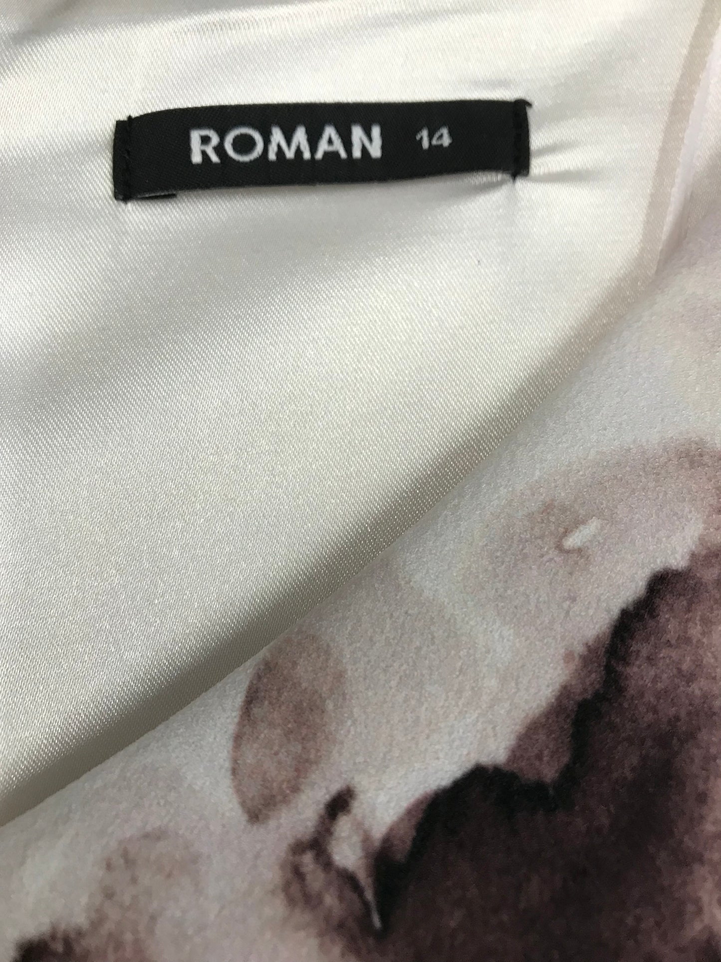 Roman Beige Floral Dress Size 14 BNWT