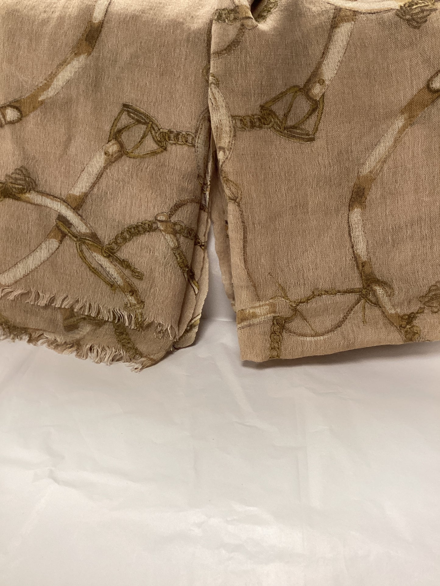 Borbonese Ladies Beige Cotton Scarf, equestrian design