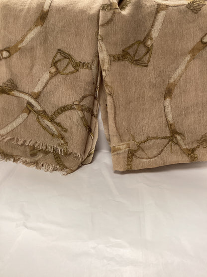 Borbonese Ladies Beige Cotton Scarf, equestrian design