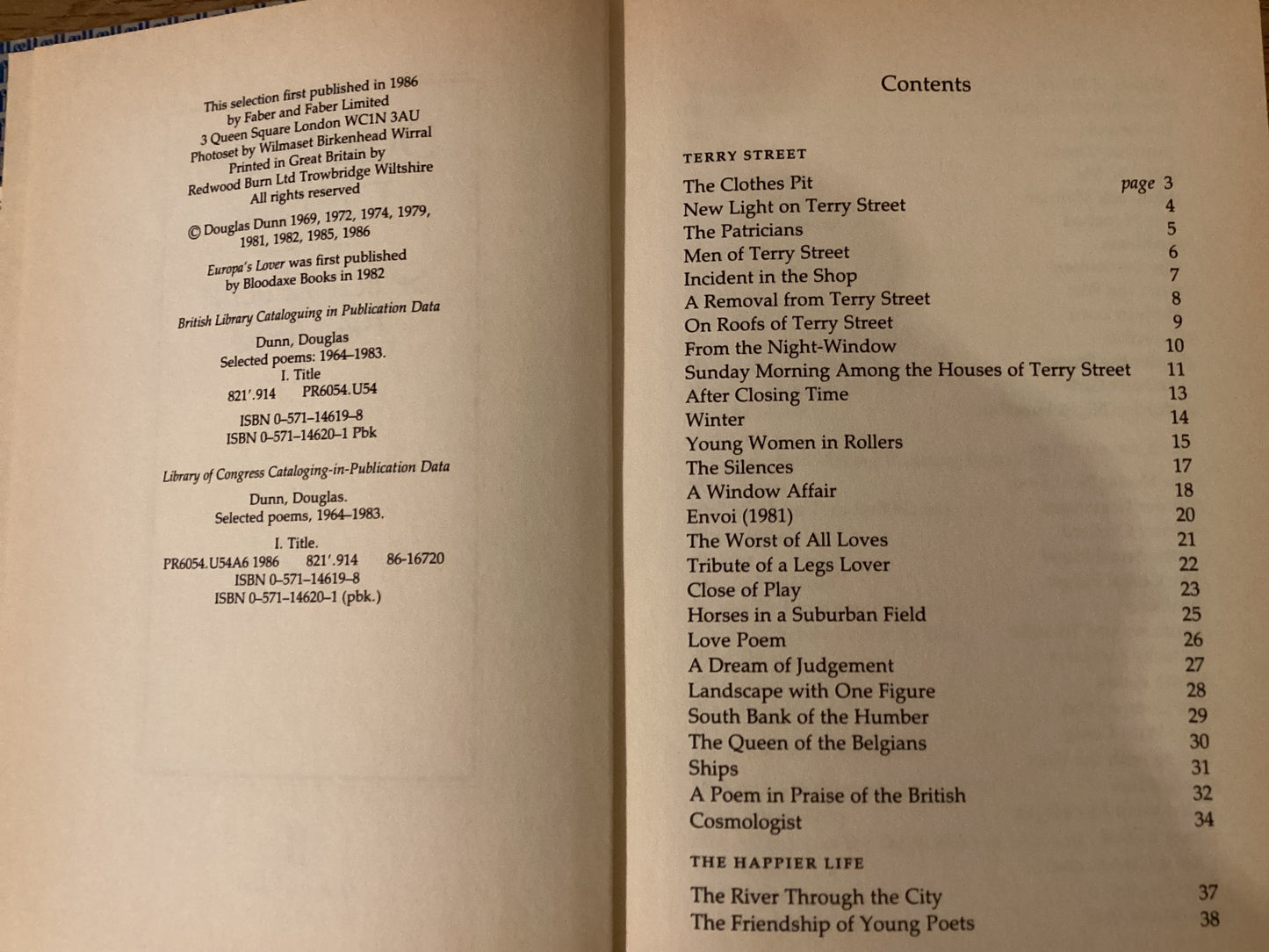 Book by Douglas Dunn Selected Poems 1964–1983