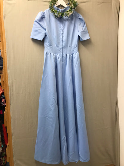 1970s Vintage Blue Dagger Collar Dress Size S/M