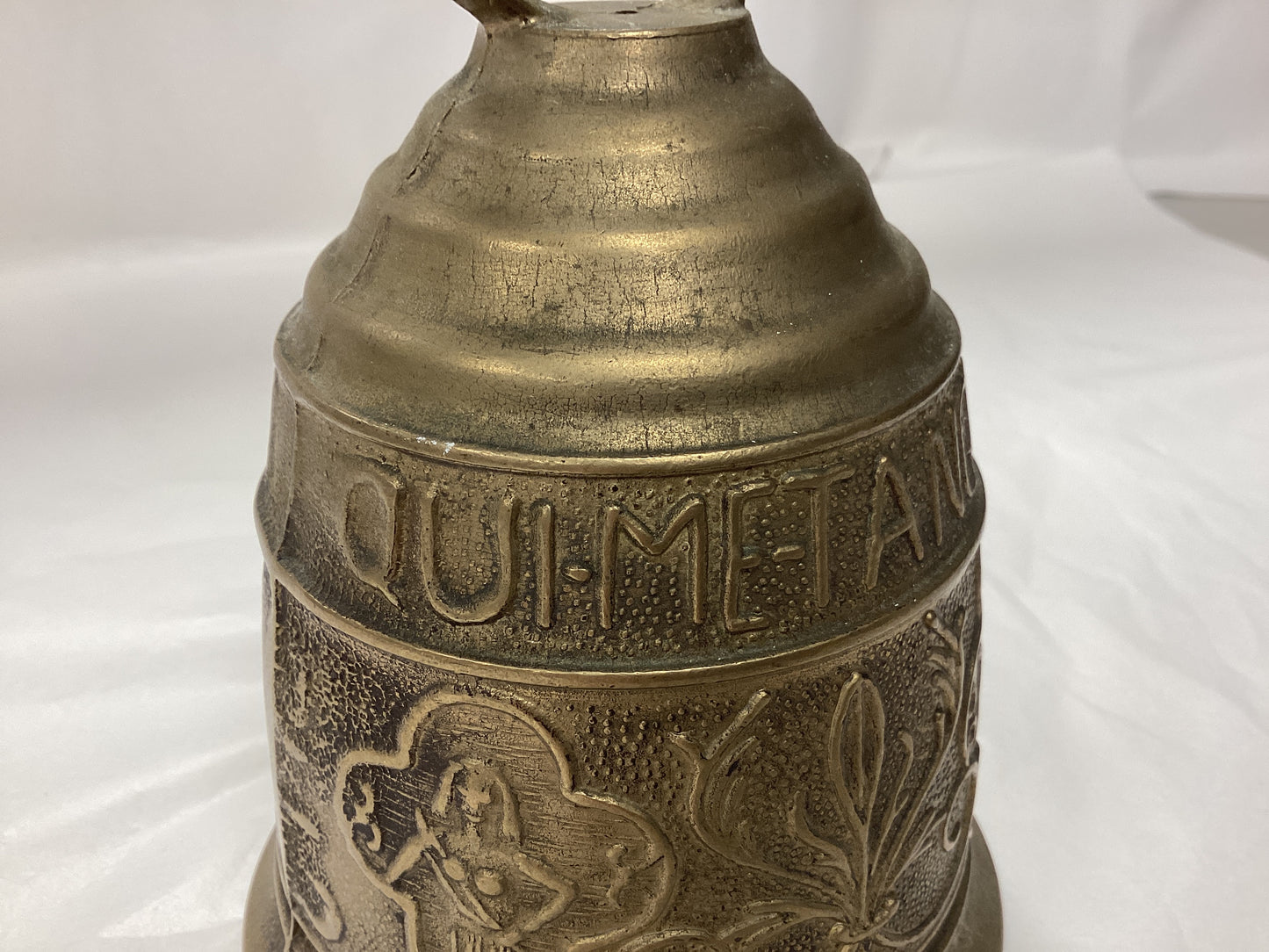 Antique Brass Monastery Bell - “Qui-Me-Tangit-Vocem-Meam-Audi” (Translation from Latin- “Whoever touches me hears my voice”)