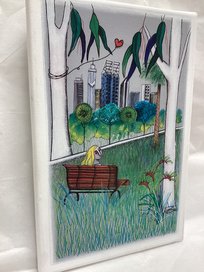 BNWT Kerri Blades, Facing West, Handworked Print on Canvas