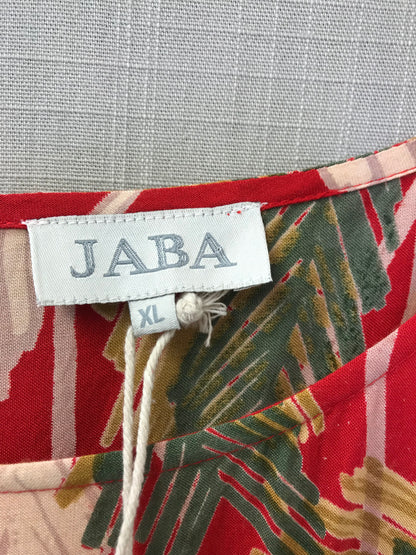 Jaba Red Multicolour Asymmetric Hem Occasion Dress Size XL