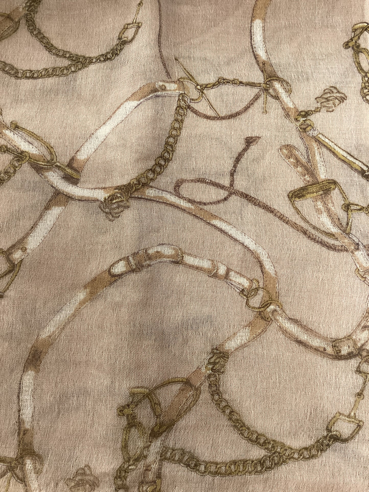 Borbonese Ladies Beige Cotton Scarf, equestrian design