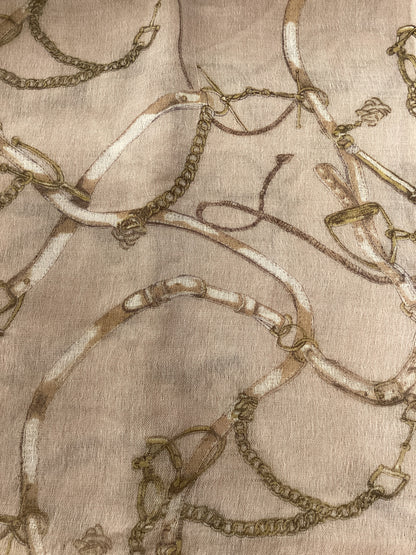 Borbonese Ladies Beige Cotton Scarf, equestrian design