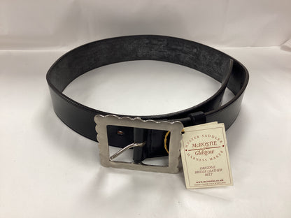 McRostie of Glasgow Black Real Leather Bridle Belt for Highland dress, Variable sizes from 33-39.5 inches