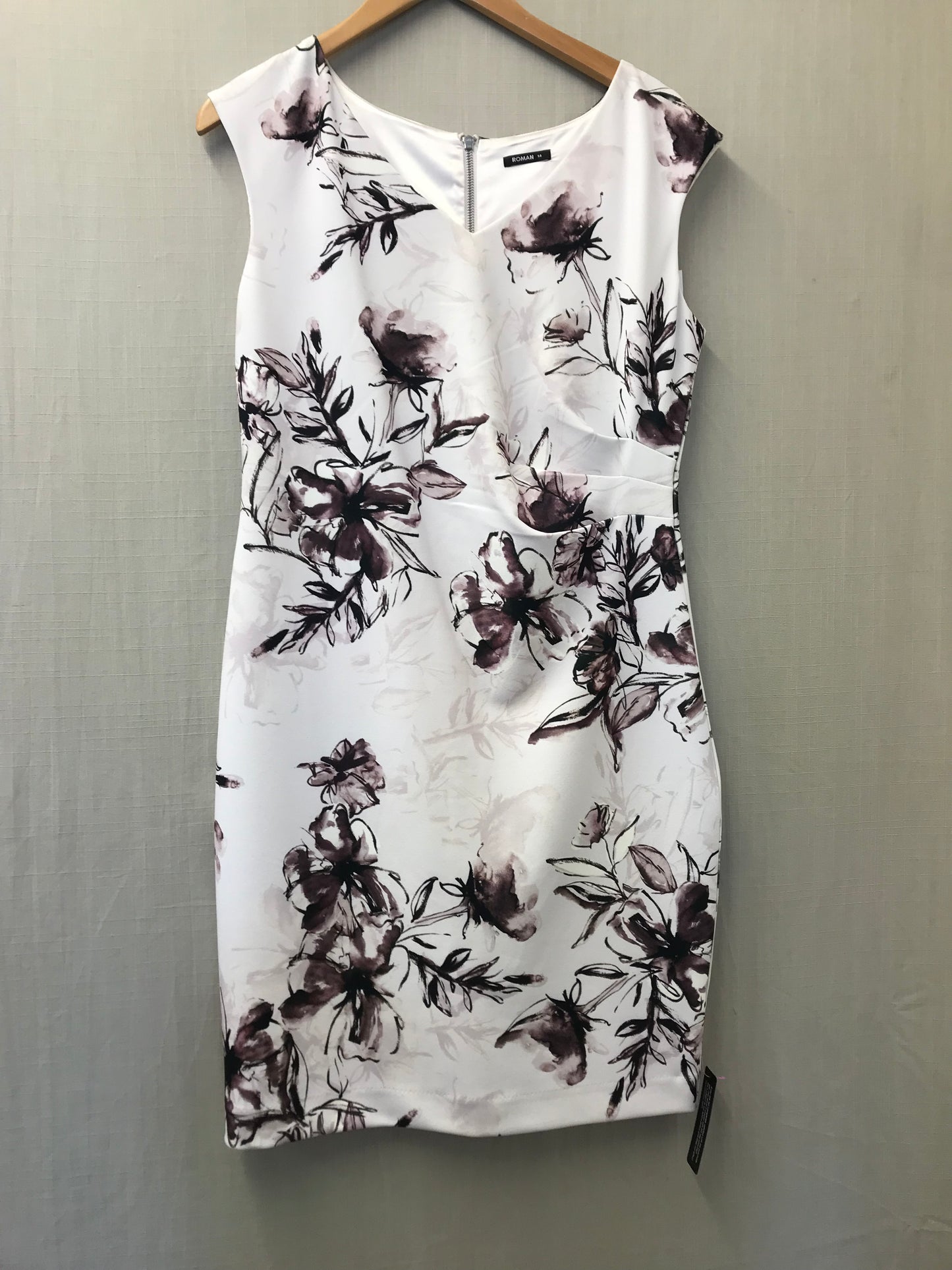 Roman Beige Floral Dress Size 14 BNWT