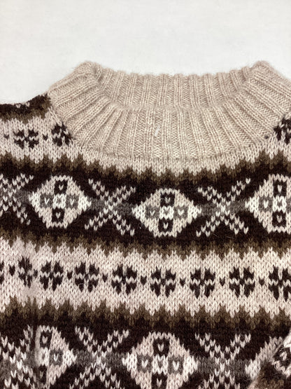 Vintage Fair Isle Shetland Mens size medium Brown/beige design 100% wool