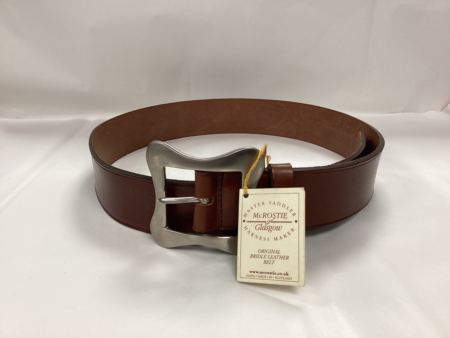 McRostie of Glasgow Tan-Brow Real Leather Bridle Belt for Highland dress, Variable sizes from 37-43 Inches