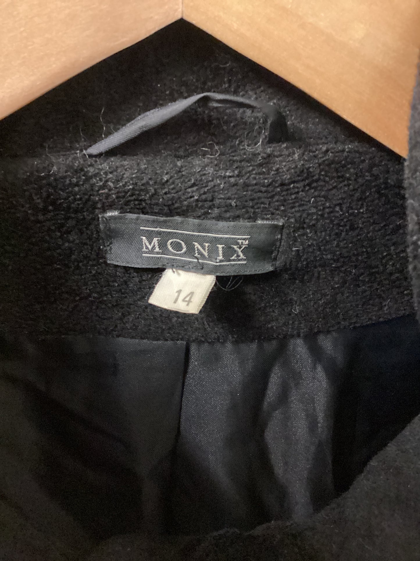 Monix Black Fur Coat Size UK 14