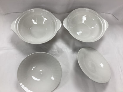 Blue Nordic English Ironstone Bowls with Lids Set of 2, 10inchesX8inches