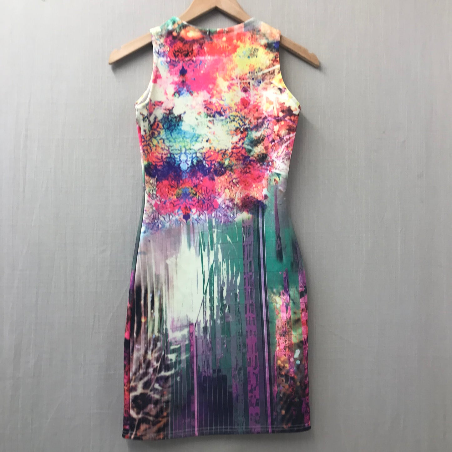 Aislinn Bright Abstract Multicolour Sleeveless Bodycon Dress Size 8