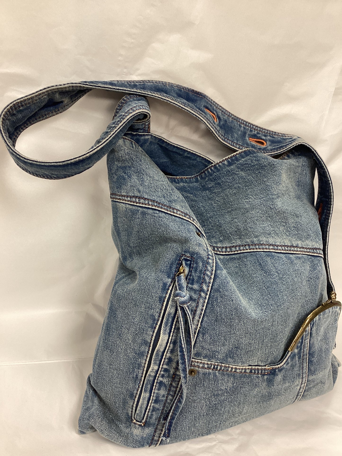Brand New Urban Revivo Patchwork Denim Bag With Adjustable Strap