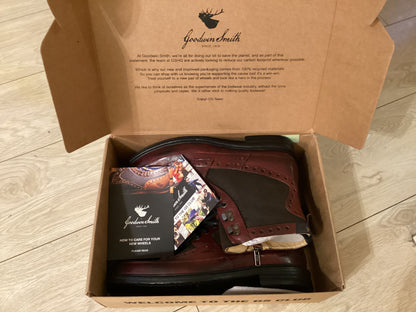 Goodwin Smith Artisan Bennett Bordo Black Scottish Style Brogue Boots size 10 BNIB