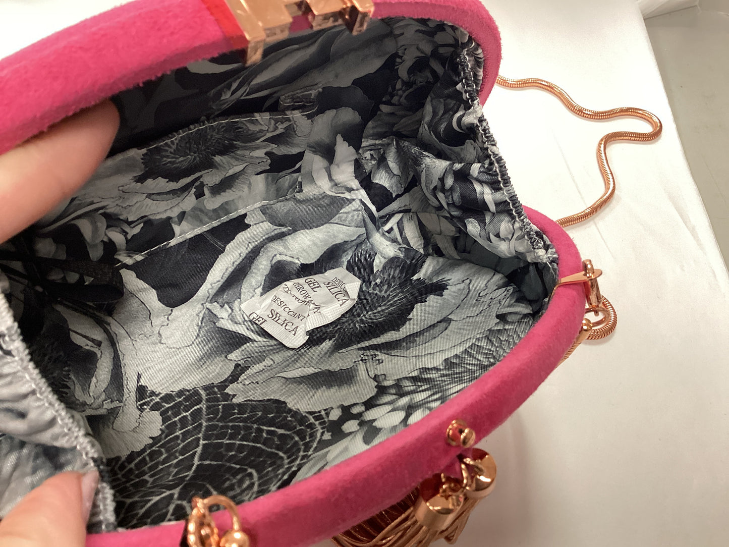 Ted Baker High Heels size UK4 and matching bag. Pink with Rosegold accents