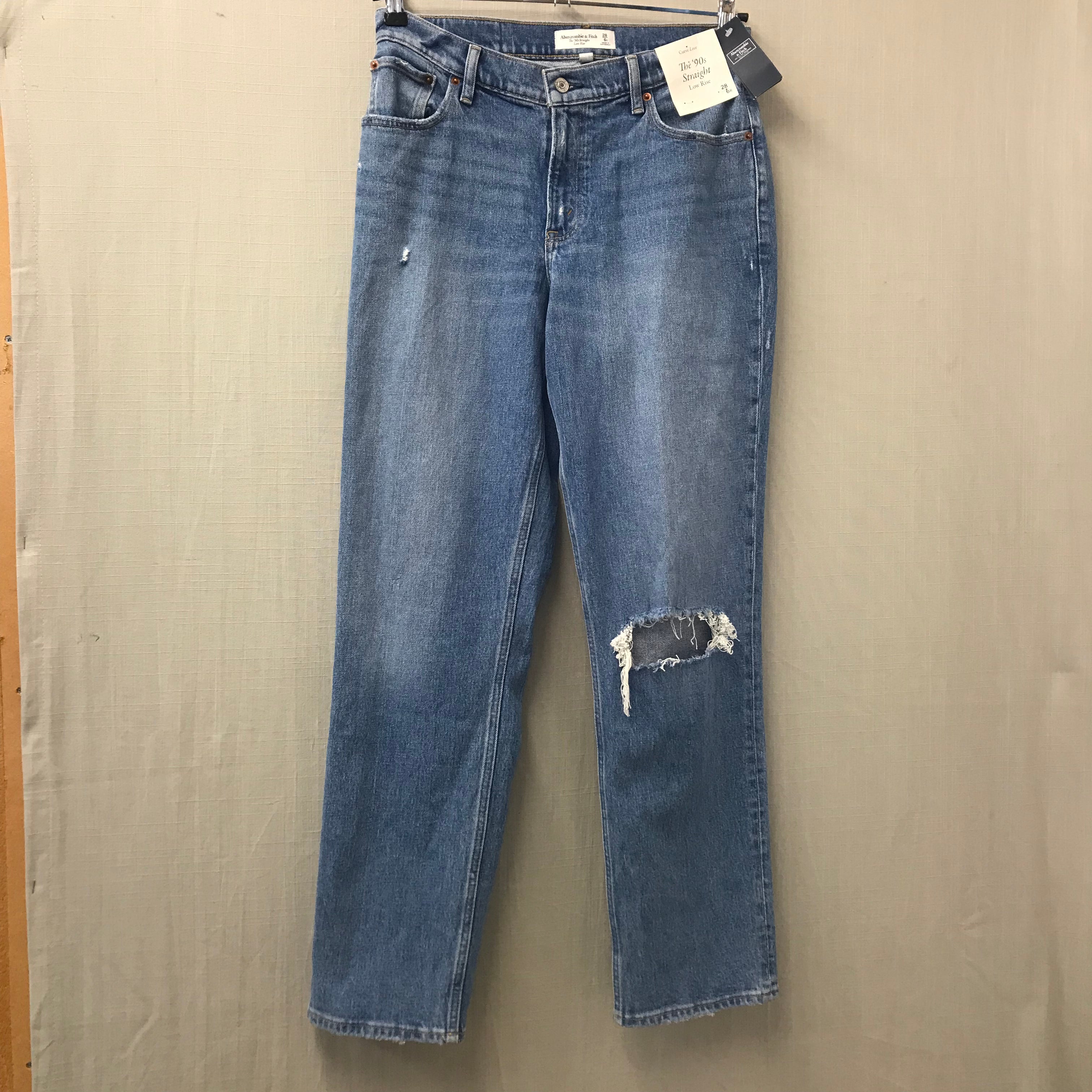 BNWT Abercrombie & Fitch Curve Love The 90's Straight Low Rise Blue Je ...