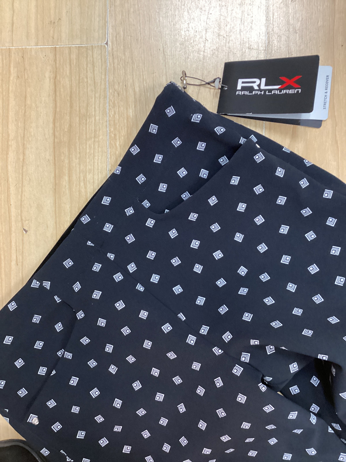 RALPH LAUREN BNWT ladies Stretch & Recover trousers size 10 Navy Blue with White Design