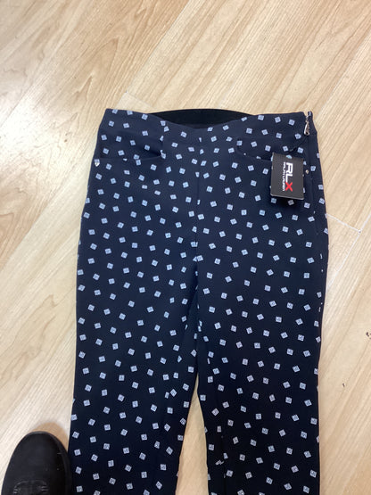 RALPH LAUREN BNWT ladies Stretch & Recover trousers size 10 Navy Blue with White Design
