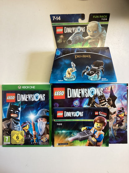 Lego Dimensions Bundle XBOX Game, Lord of the Rings Fun Pack, 2 Boxes of Figurines and 3 Bags of Lego Pieces With Instruction Manuals