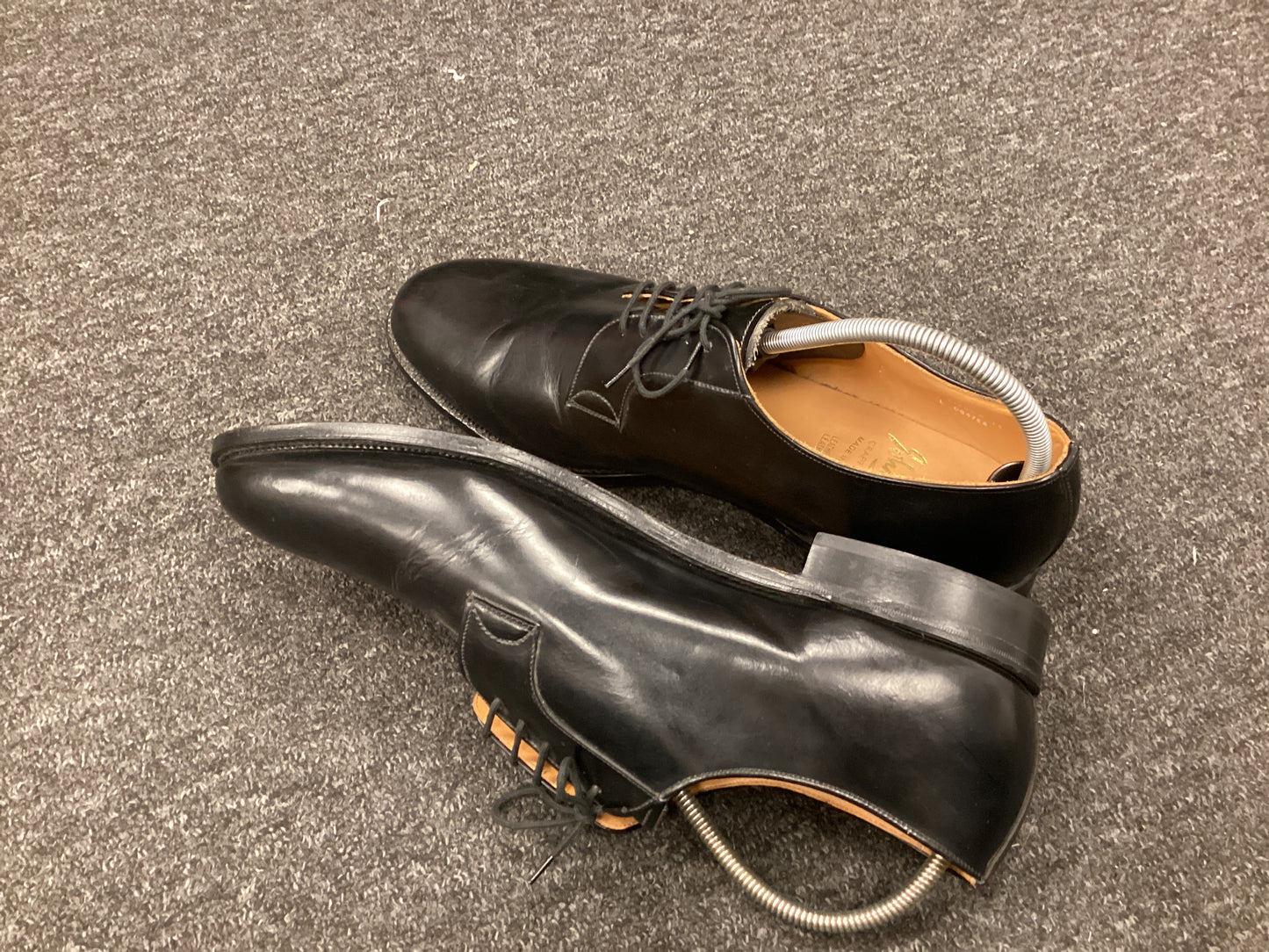 John White 100% Leather Black Shoes - Size 15