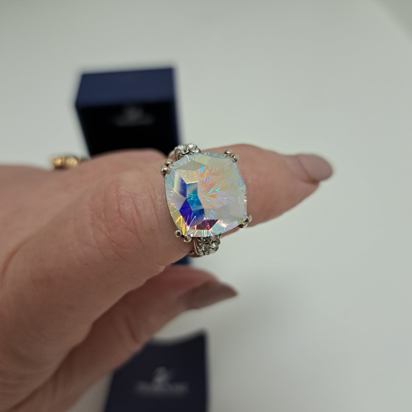 Swarovski Cocktail Square Cut Statement Crystal Ring