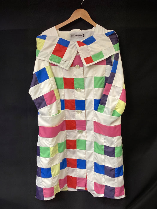 ISSEY MIYAKE Multicolour Woven-Patchwork Coat Size M