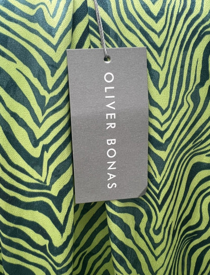 Oliver Bonas Green Animal Print Blouse Size 8 BNWT