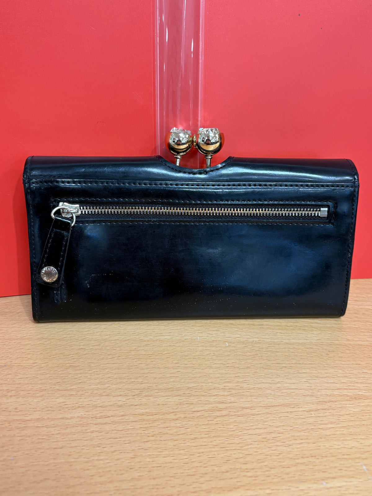 Ted Baker Kassady Crystal Bobble Black Leather Purse