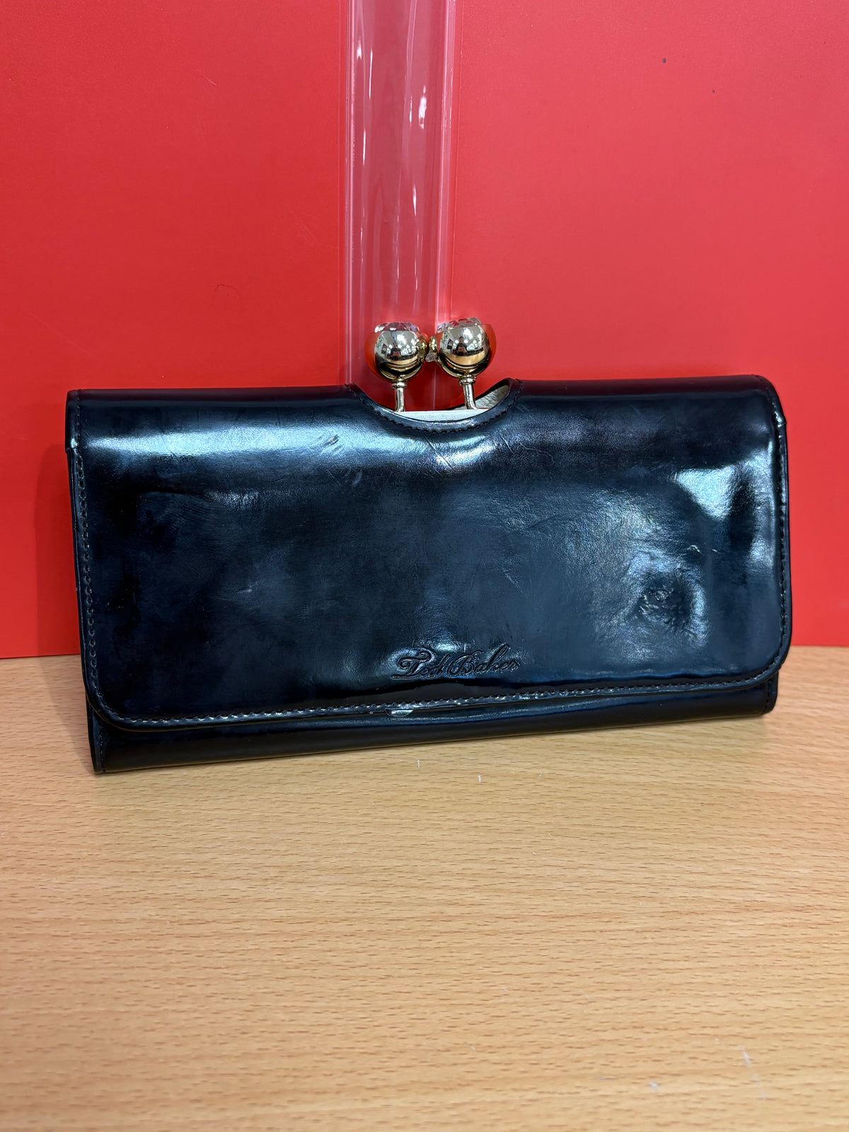 Ted Baker Kassady Crystal Bobble Black Leather Purse