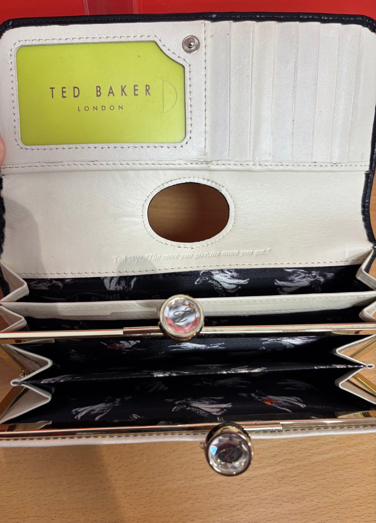 Ted Baker Kassady Crystal Bobble Black Leather Purse