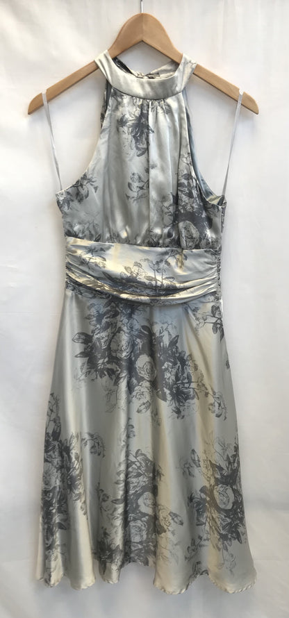 Coast Grey Floral 100% Silk Dress, Size UK 10