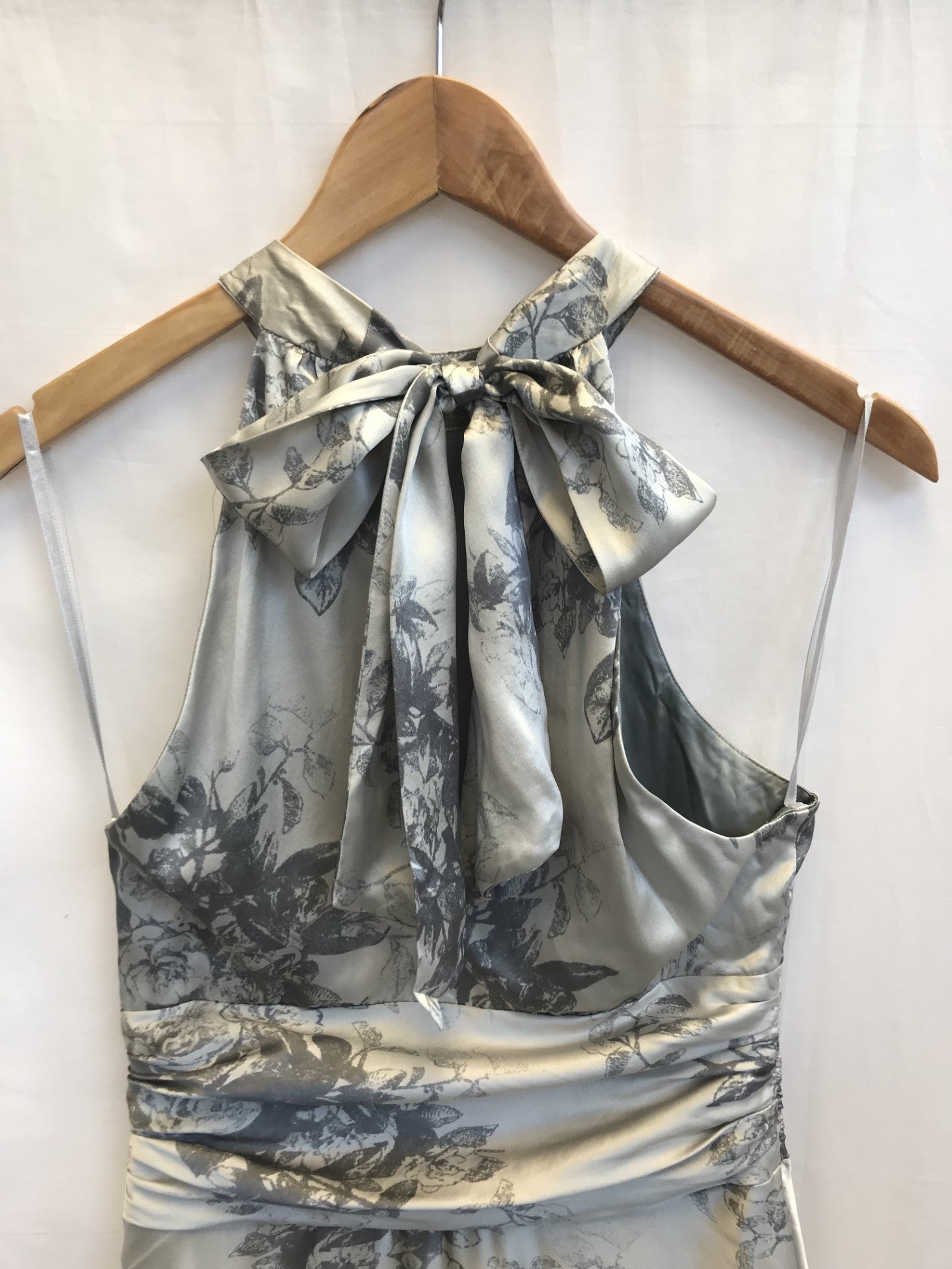 Coast Grey Floral 100% Silk Dress, Size UK 10