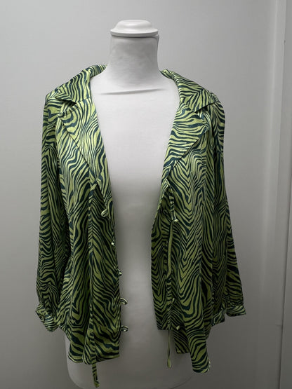 Oliver Bonas Green Animal Print Blouse Size 8 BNWT