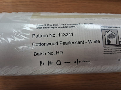3 Rolls Laura Ashley Wallpaper Cottonwood Pearlescent White