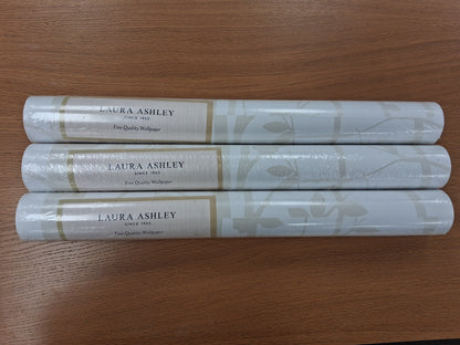 3 Rolls Laura Ashley Wallpaper Cottonwood Pearlescent White
