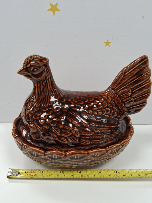 Portmeirion Brown Hen and Chicks Ceramic Egg Holder