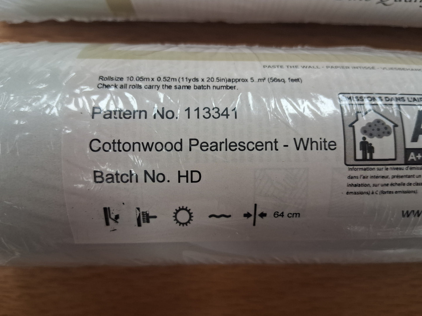 3 Rolls Laura Ashley Wallpaper Cottonwood Pearlescent White