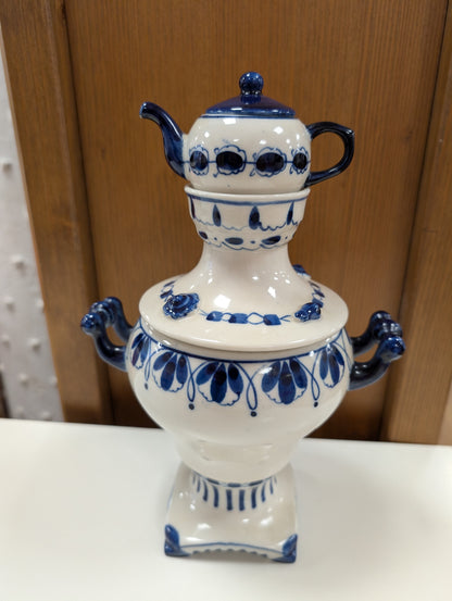 Ghzel Hand-crafted Porcelain Russian Samovar/Teapot