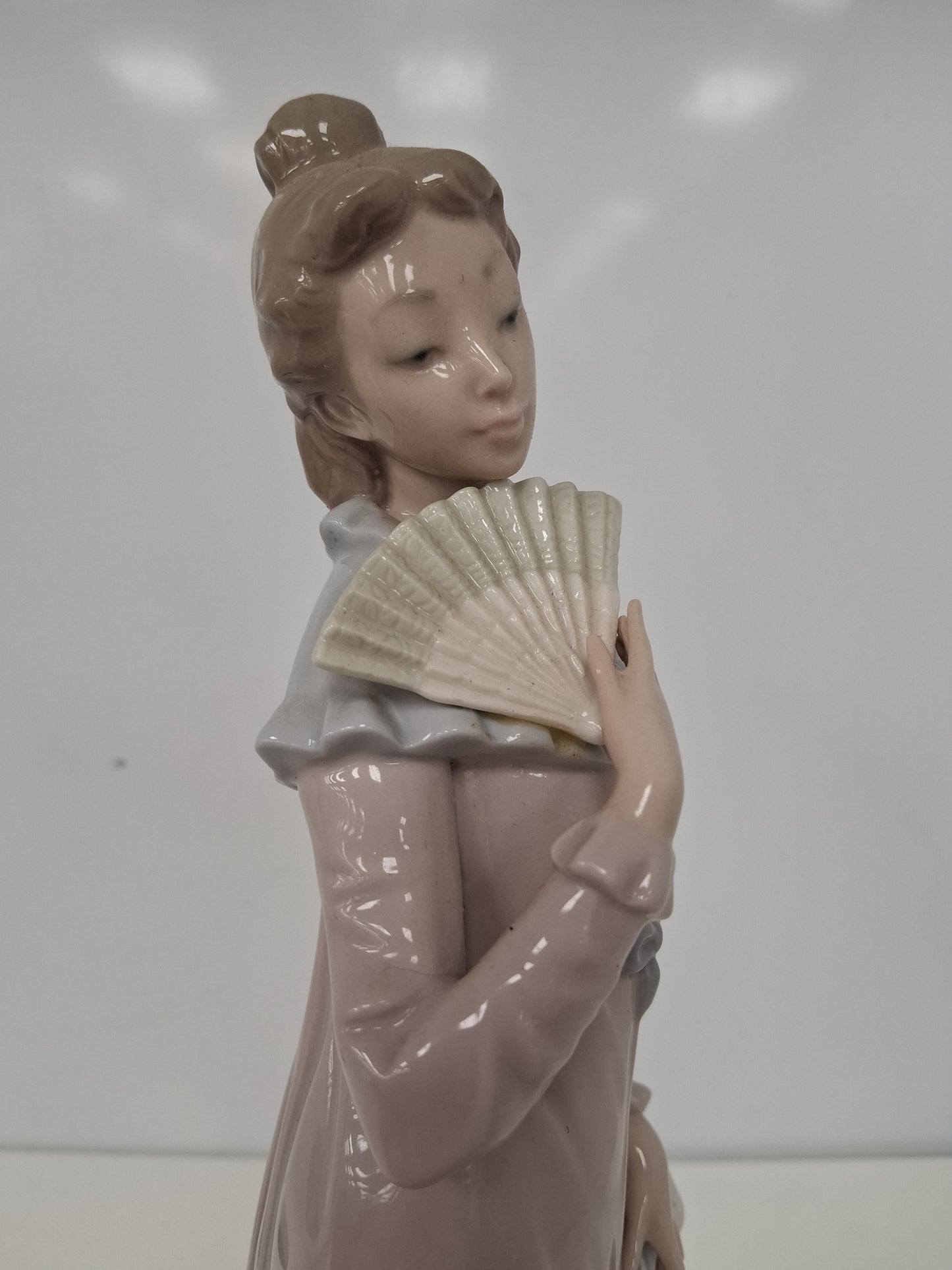 Nao Lladro Lady With Fan Rare Retired 1980 Figurine