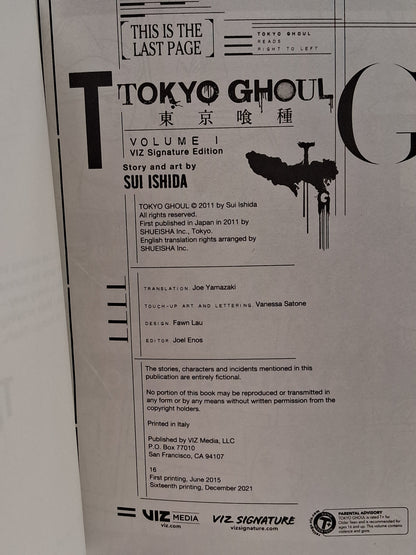 Tokyo Ghoul 1 By Sui Ishida Manga Comic Book