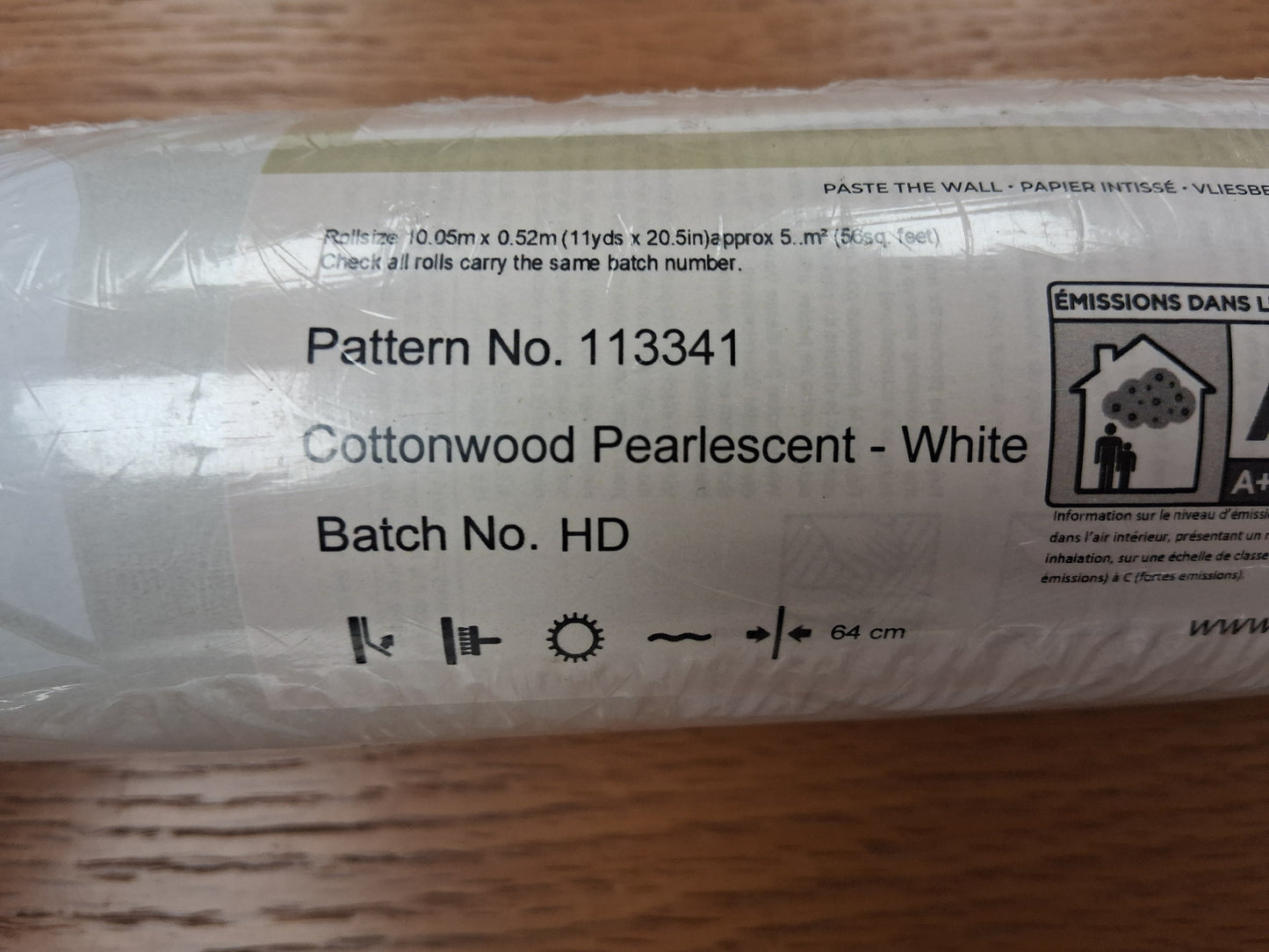 3 Rolls Laura Ashley Wallpaper Cottonwood Pearlescent White
