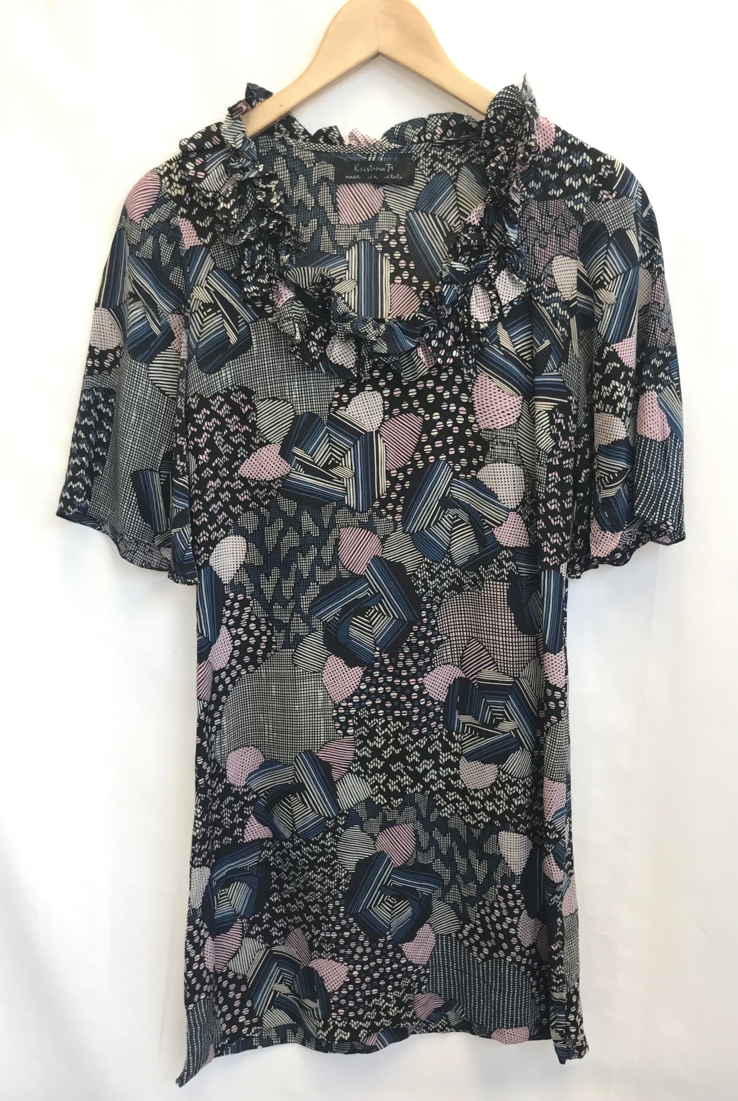 Kristina Ti 100% Silk Patterned Dress, Size S/M